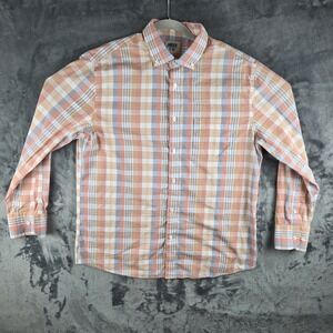 Under 510  Orange Gingham Check Lightweight Button Up Shirt Mens Large LS